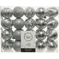 40x Kunststof kerstballen mix zilver 6 cm kerstboom versiering/decoratie - Kerstbal - thumbnail