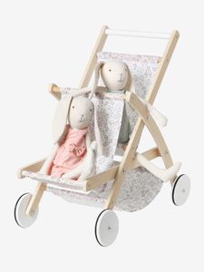 Dubbele kinderwagen pop van FSC®-hout wit