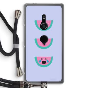 Smiley watermeloen: Sony Xperia XZ2 Transparant Hoesje met koord