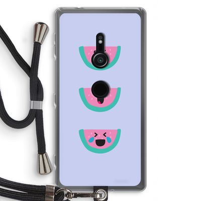 Smiley watermeloen: Sony Xperia XZ2 Transparant Hoesje met koord
