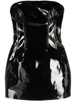 LaQuan Smith robe-bustier courte en cuir - Noir