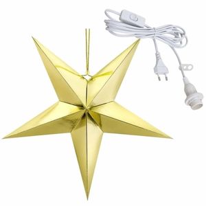 Kerstversiering gouden kerststerren 45 cm inclusief lichtkabel - Kerststerren