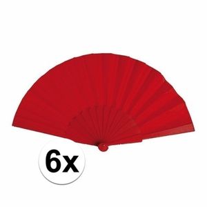 6x Spaanse Handwaaiers rood 23 cm