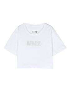 MM6 Maison Margiela Kids t-shirt en coton à logo pailleté - Blanc