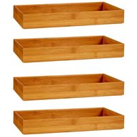 4x Stuks Kast/lade/make-up organizers bamboe hout bakje 38 x 15 x 5 cm