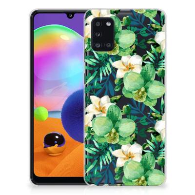 Samsung Galaxy A31 | TPU Case | Orchidee Groen Samsung Galaxy A31 | TPU Case | Orchidee Groen