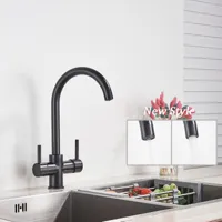 Keukenkraan met Filterfunctie - Enkel Handvat | Chroom/Zwart | Warm & Koud Water | Dekgemonteerd