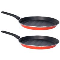 Set van 2x stuks aluminium grillpan met anti-aanbak laag 28 cm