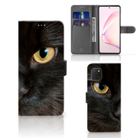Samsung Note 10 Lite Telefoonhoesje met Pasjes Zwarte Kat - thumbnail