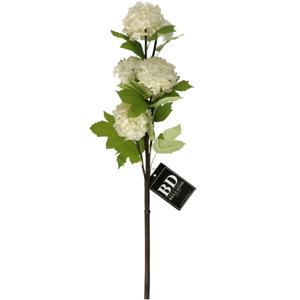 Kunstbloem Viburnum/sneeuwbal Roseum - 60 cm - creme - losse steel - kunst zijdebloemen