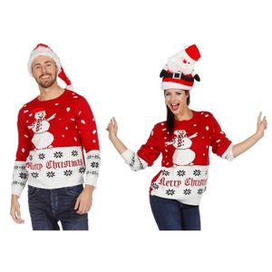 Rood/witte kerst trui met sneeuwpop voor volwassenen 56 (2XL)  -