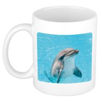 Dieren foto mok dolfijn - dolfijnen beker wit 300 ml - thumbnail