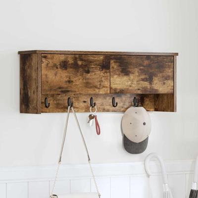 Wandgemonteerde kapstok met plank Gerookt eiken 80 x 20 x 30 cm
