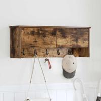 Wandgemonteerde kapstok met plank Gerookt eiken 80 x 20 x 30 cm