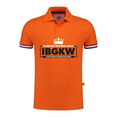 Koningsdag verkleed poloshirt heren - ik ben niet dronken - oranje