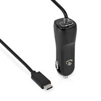 Auto-oplader | 3,0 A | Vaste kabel | USB-C | Zwart