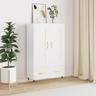 Hoge kast 69,5x31x115 cm bewerkt hout wit