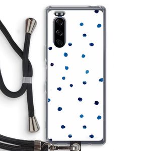 Blauwe stippen: Sony Xperia 5 Transparant Hoesje met koord