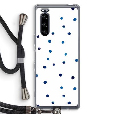Blauwe stippen: Sony Xperia 5 Transparant Hoesje met koord