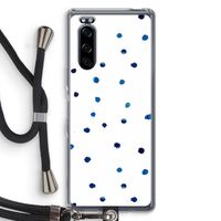 Blauwe stippen: Sony Xperia 5 Transparant Hoesje met koord