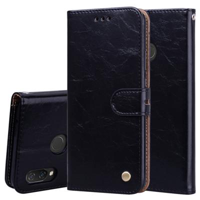 Zakelijke stijl olie Wax textuur horizontale Flip leren Case voor Huawei Nova 3 met houder & kaartsleuven & portemonnee (zwart)