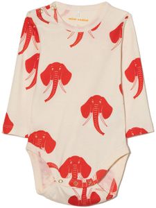 Mini Rodini body en coton biologique à imprimé éléphant - Blanc