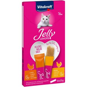 Vitakraft Jelly Lovers met kip & kalkoen kattensnack (6 x 15 g) 11 verpakkingen