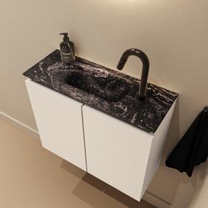 Toiletmeubel Mondiaz Ture Dlux | 60 cm | Meubelkleur Talc | Eden wastafel Lava Midden | 1 kraangat