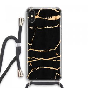 Gouden marmer: iPhone XS Max Transparant Hoesje met koord