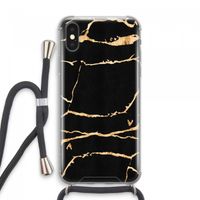 Gouden marmer: iPhone XS Max Transparant Hoesje met koord