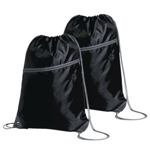 Sport gymtas/rugtas/draagtas - 2x - zwart met rijgkoord 34 x 44 cm van polyester