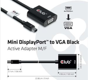 CLUB3D CAC-2113 kabeladapter/verloopstukje Mini Displayport VGA Zwart