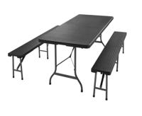 Biertafelset 3 delig inklapbaar Kunststof Zwart 180cm