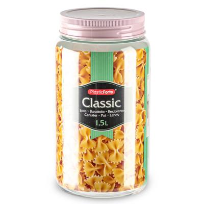 Plasticforte keuken voorraadpot - weckpot - roze - 1.5 liter - kunststof