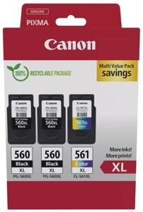 Canon inktcartridge 2 x PG-560XL + 1 x CL-561XL, 300 - 400 pagina&apos;s, OEM 3712C009, 4 kleuren