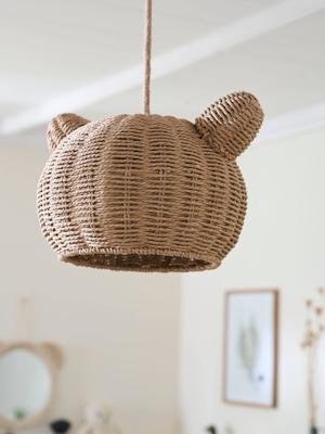 Rotan lampenkap voor hanglamp beertje bruin