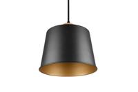 Trio Hanglamp Harris zwart goud met hout 312700132