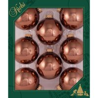 8x stuks glazen kerstballen 7 cm acacia bruin - thumbnail