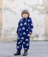 Waterproof Softshell Overall Comfy Pixel Panda Blue Jumpsuit - thumbnail