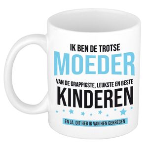 Bellatio Decorations Cadeau koffie/thee mok voor moeder - blauw - trotse moeder- Moederdag - 300 ml   -