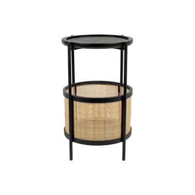 ZILT Ronde Bijzettafel 'Maddie' Rotan, kleur Zwart