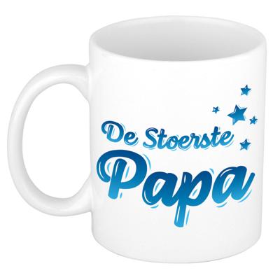 De stoerste papa cadeau koffiemok - drinkbeker - voor Vaderdag - verjaardag - blauwe sterren