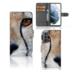 Samsung Galaxy S21 FE Telefoonhoesje met Pasjes Cheetah