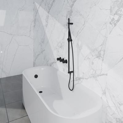 Fortifura Nebbio Badcombinatie-set - thermostaatkraan - inbouwdeel - glijstang - metalen doucheslang - staaf handdouche - badafvoer opbouw - mat zwart SW1183065 SW1111528 SW706203 SW496811 SW1108811 SW