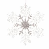 3x Kerstboomdecoratie hanger sneeuwvlok zilveren glitters 21 cm   -