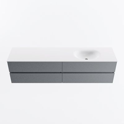 MONDIAZ VICA 190cm badmeubel onderkast Plata 4 lades. Wastafel MOON rechts zonder kraangat, kleur Talc.