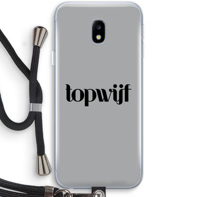 Topwijf Grijs Zwart: Samsung Galaxy J3 (2017) Transparant Hoesje met koord