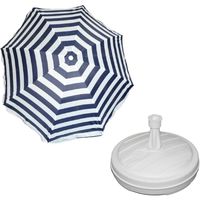 Parasol - blauw/wit - D140 cm - incl. draagtas - parasolvoet - 42 cm - thumbnail