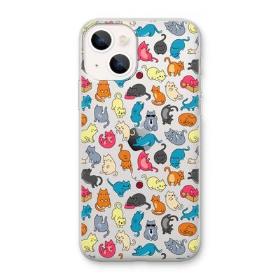 Kleurrijke katten: iPhone 13 mini Transparant Hoesje