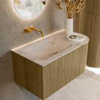 Badmeubel Mondiaz Kurve-Dlux | 85 cm | Meubelkleur Dusk | Wastafelkleur Nata | Solid surface | Wasbak linker zijde spoelbak | Zonder kraangat(en) Badmeubel Mondiaz Kurve-Dlux | 85 cm | Meubelkleur Dusk | Wastafelkleur Nata | Solid surface | Wasbak linker zijde spoelbak | Zonder kraangat(en)
